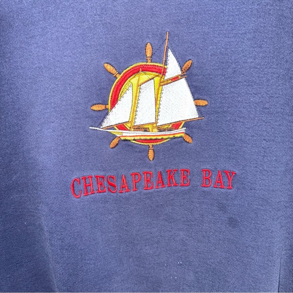 VINTAGE CHESAPEAKE BAY Fruit of the Loom 90s coastal embroidered crewneck L - Picture 3 of 5